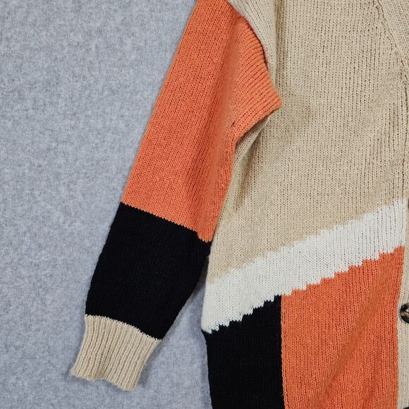 C+D+M NEW Sweater Size S Womens Orange Black Tan Button Cardigan Long Sleeve - Picture 5 of 13
